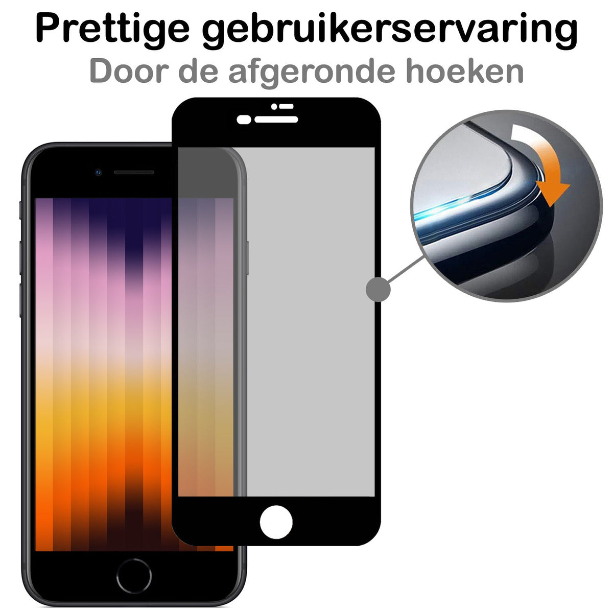 Gehard glazen privacy screenprotector voor iPhone SE 2022