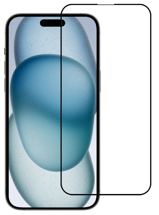 Glazen screenprotector voor iPhone 15 Pro met zwarte randen