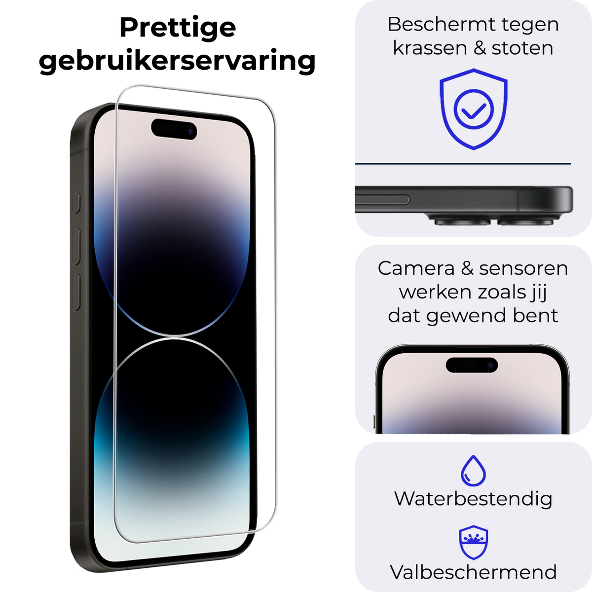 Gehard glazen screenprotector voor iPhone 14 met installatieframe