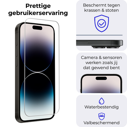 Gehard glazen screenprotector voor iPhone 14 met installatieframe