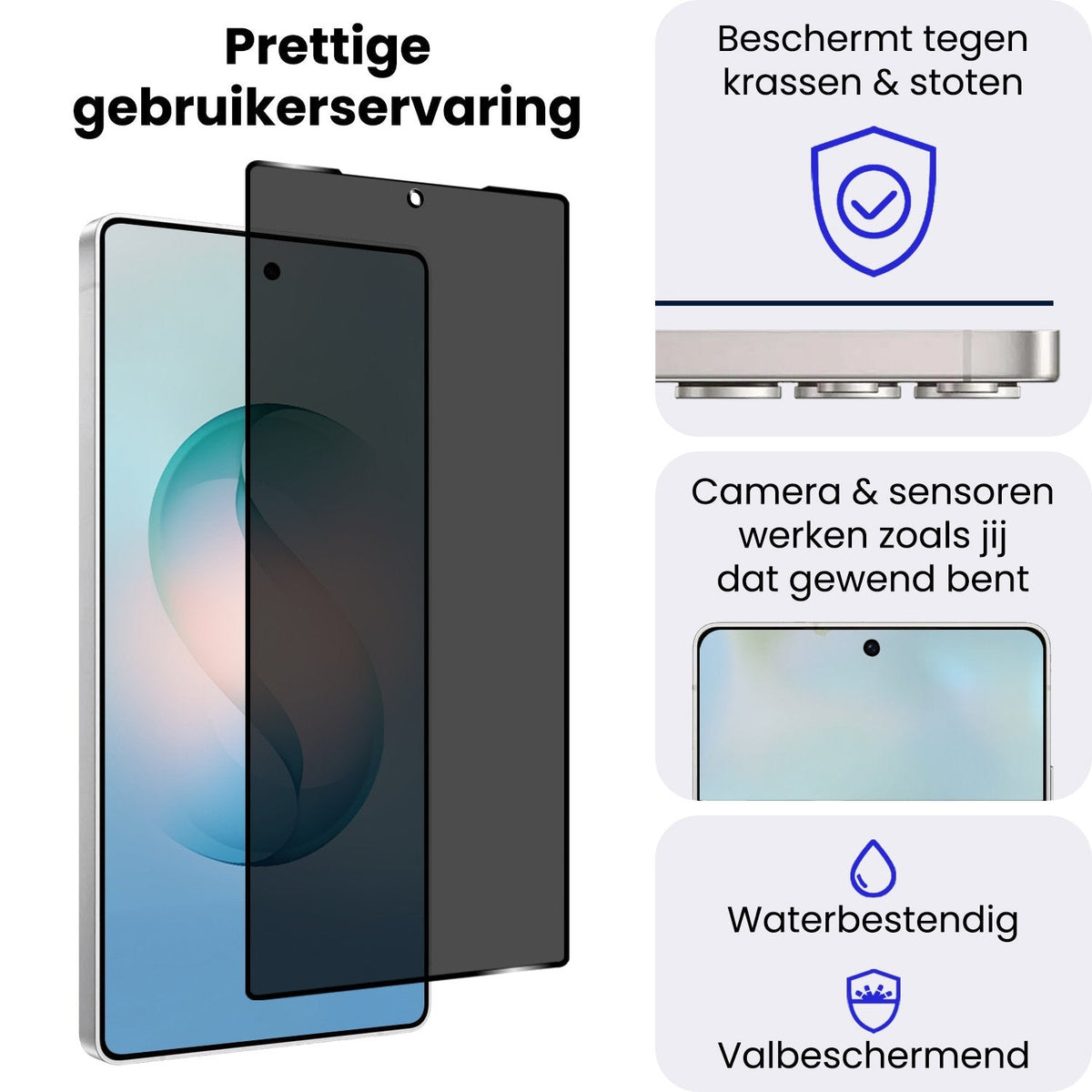 Screenprotector van gehard glas met privacyfilter