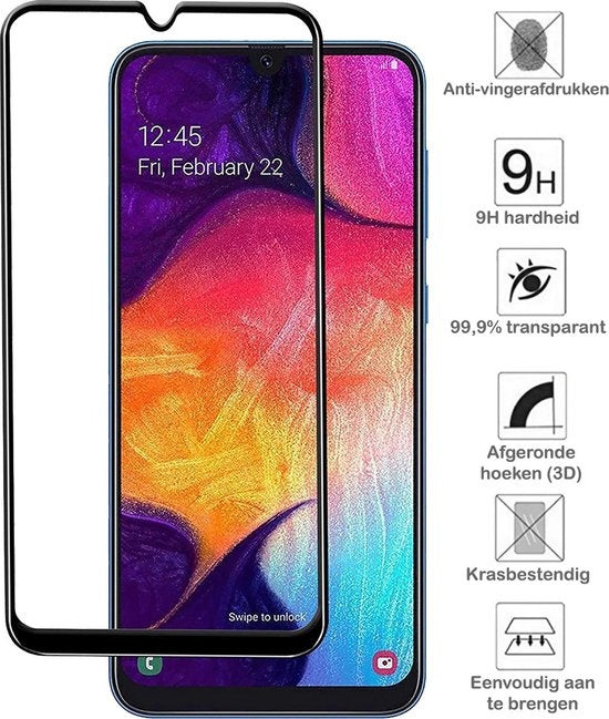 Gehard glazen screenprotector met zwarte randen voor Samsung A20e