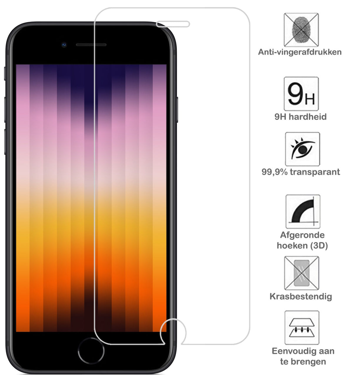 Screenprotector van gehard glas voor iPhone SE 2022
