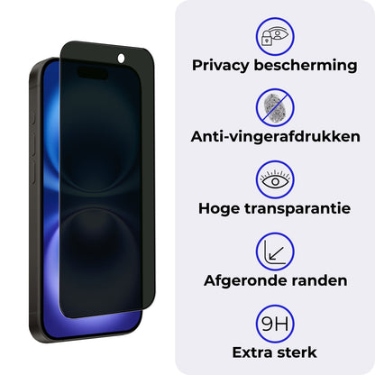 Screenprotector van gehard glas met privacyfilter voor iPhone 16 Plus