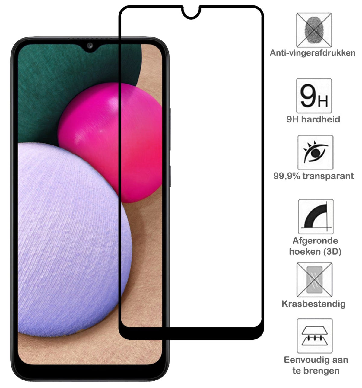 Full Screen Screenprotector Gehard Glas Samsung A03s