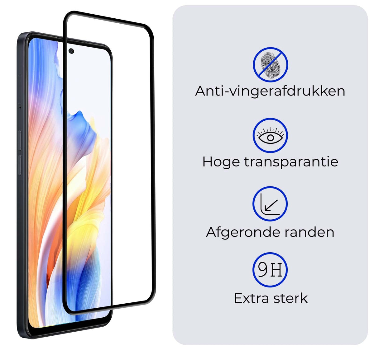 Full screen screenprotector van gehard glas voor OPPO A98