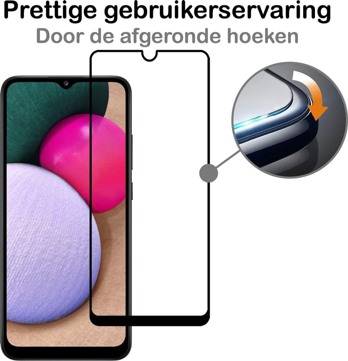 Full Screen Screenprotector van Gehard Glas Geschikt voor Samsung Galaxy A02s