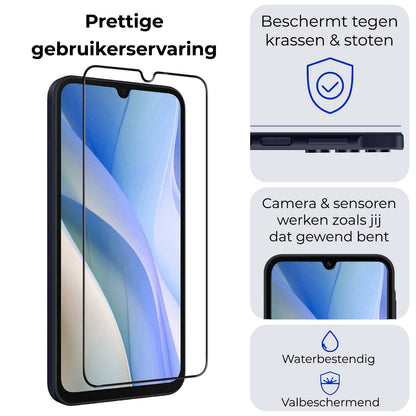 Full screen screenprotector met zwarte randen voor Samsung A15