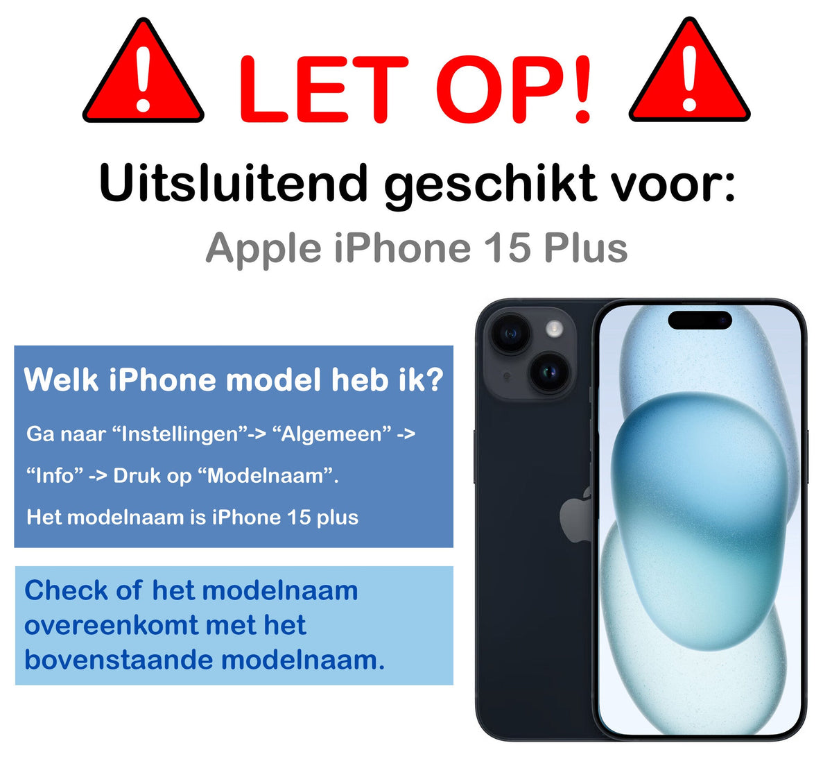 Glazen screenprotector voor iPhone 15 Plus met installatieframe