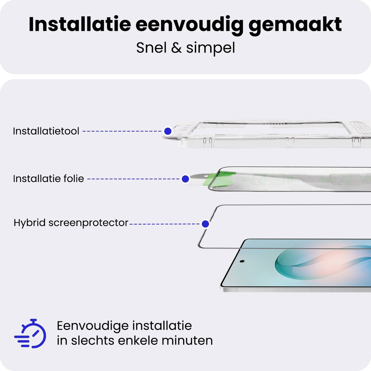 Flexibele glazen screenprotector met installatieframe voor Samsung S26 Ultra