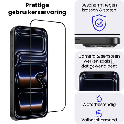 Glazen screenprotector voor iPhone 17 Pro met zwarte randen