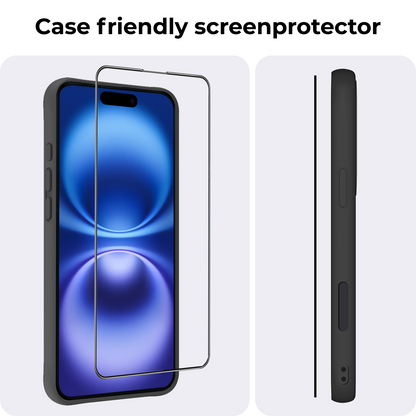 Flexibele glazen screenprotector met installatieframe voor iPhone 16