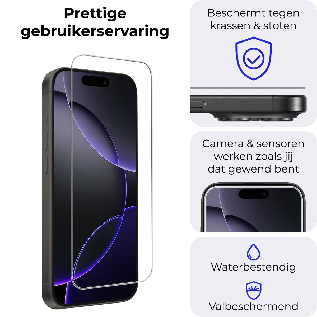 Screenprotector van gehard glas voor iPhone 16 Pro Max met volledige dekking