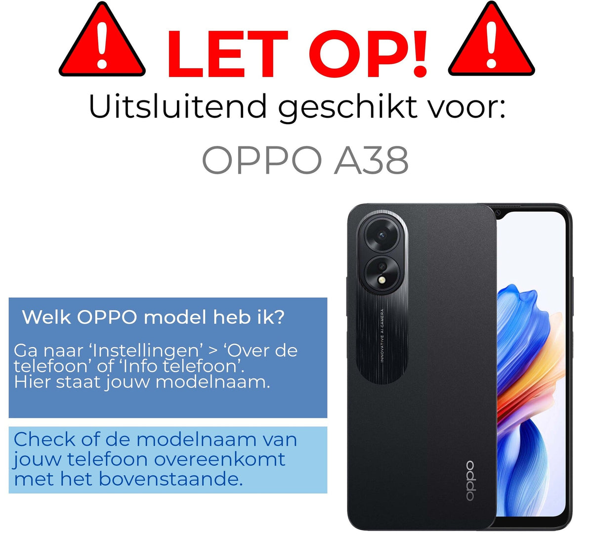 Gehard glazen screenprotector voor OPPO A38 met antikraslaag