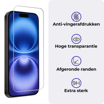 Gehard glazen screenprotector met installatieframe voor iPhone 16 Plus