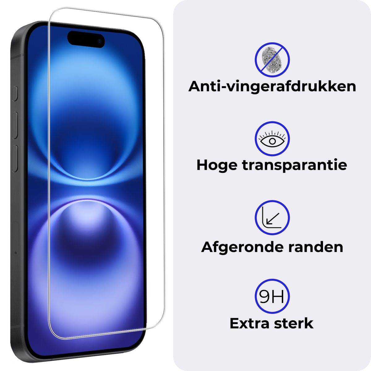 iPhone 16 Screenprotector van gehard glas met volledige dekking