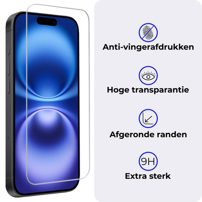 iPhone 16 Screenprotector van gehard glas met volledige dekking
