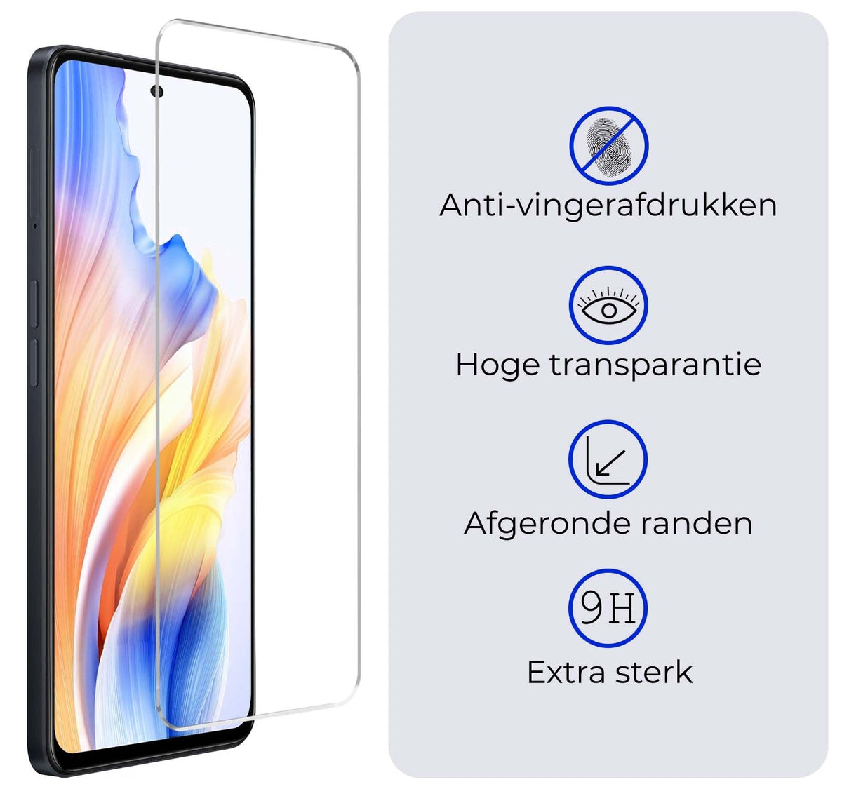 Gehard glazen screenprotector voor OPPO A58 met antikraslaag