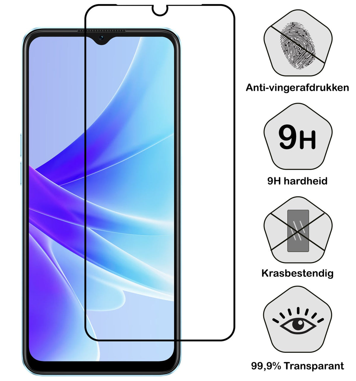 Gehard glazen screenprotector voor OPPO A57s met zwarte randen