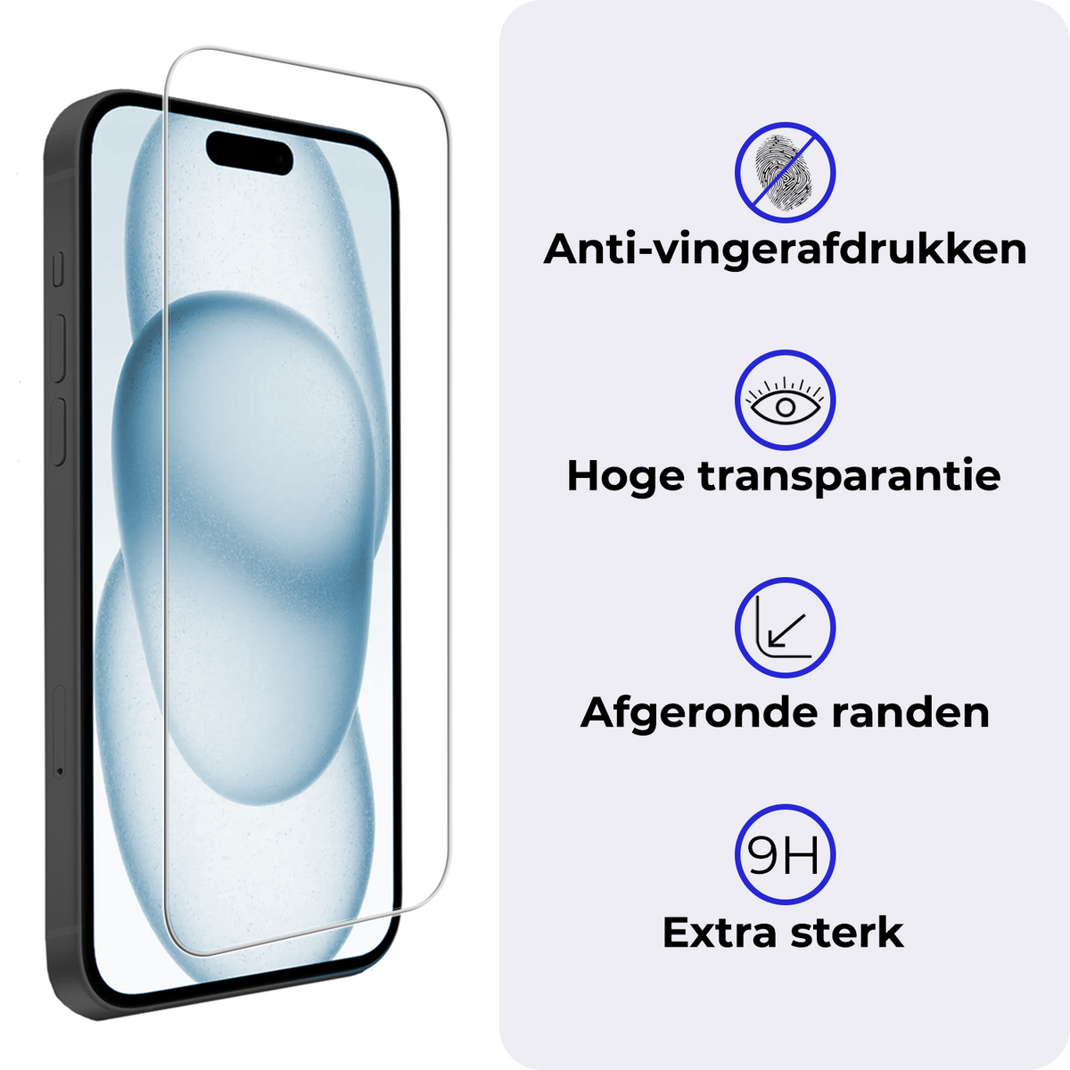 Gehard glazen screenprotector met installatieframe voor iPhone 15 Pro Max