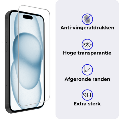 Gehard glazen screenprotector met installatieframe voor iPhone 15 Pro Max