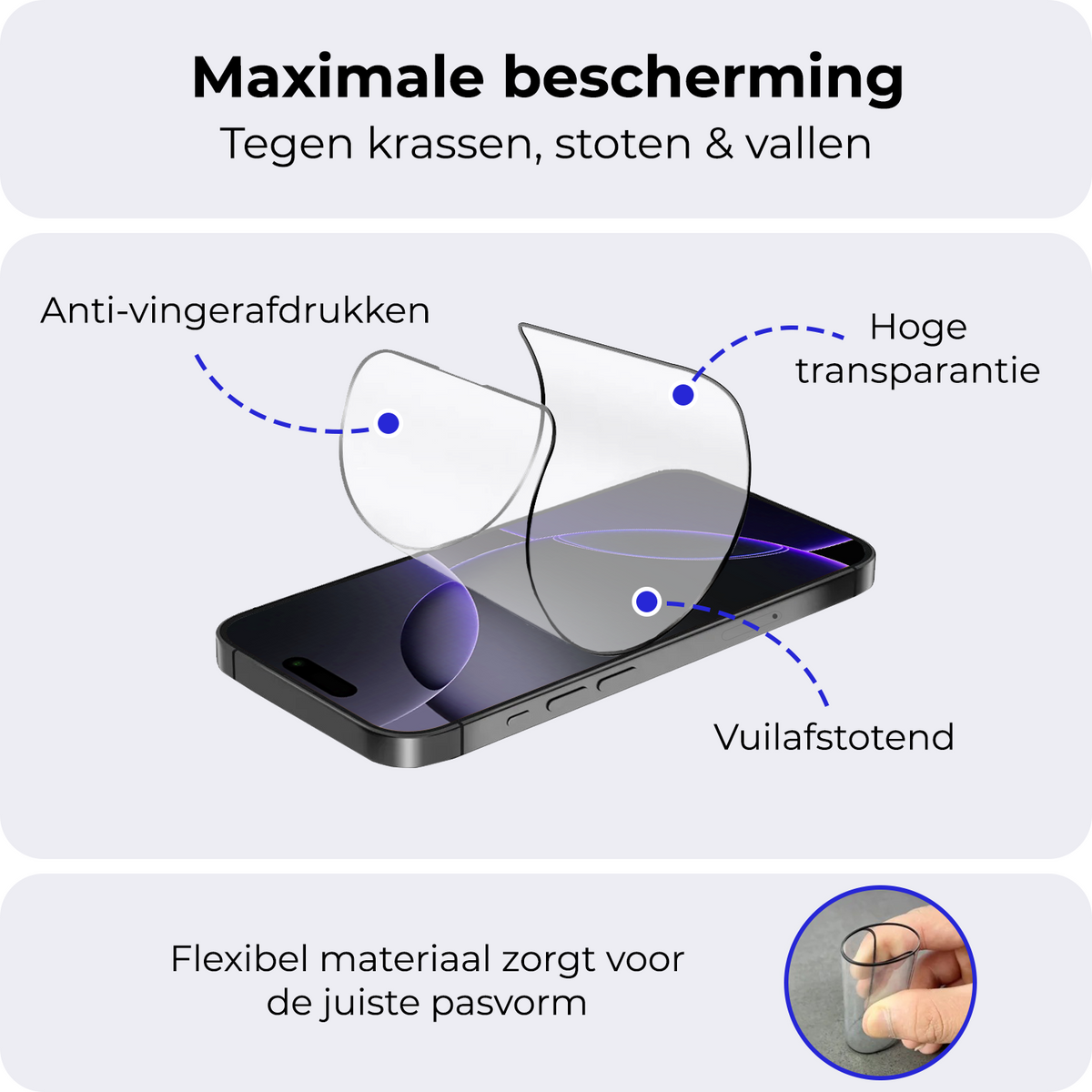 Flexibele glazen screenprotector met installatieframe voor iPhone 16 Pro