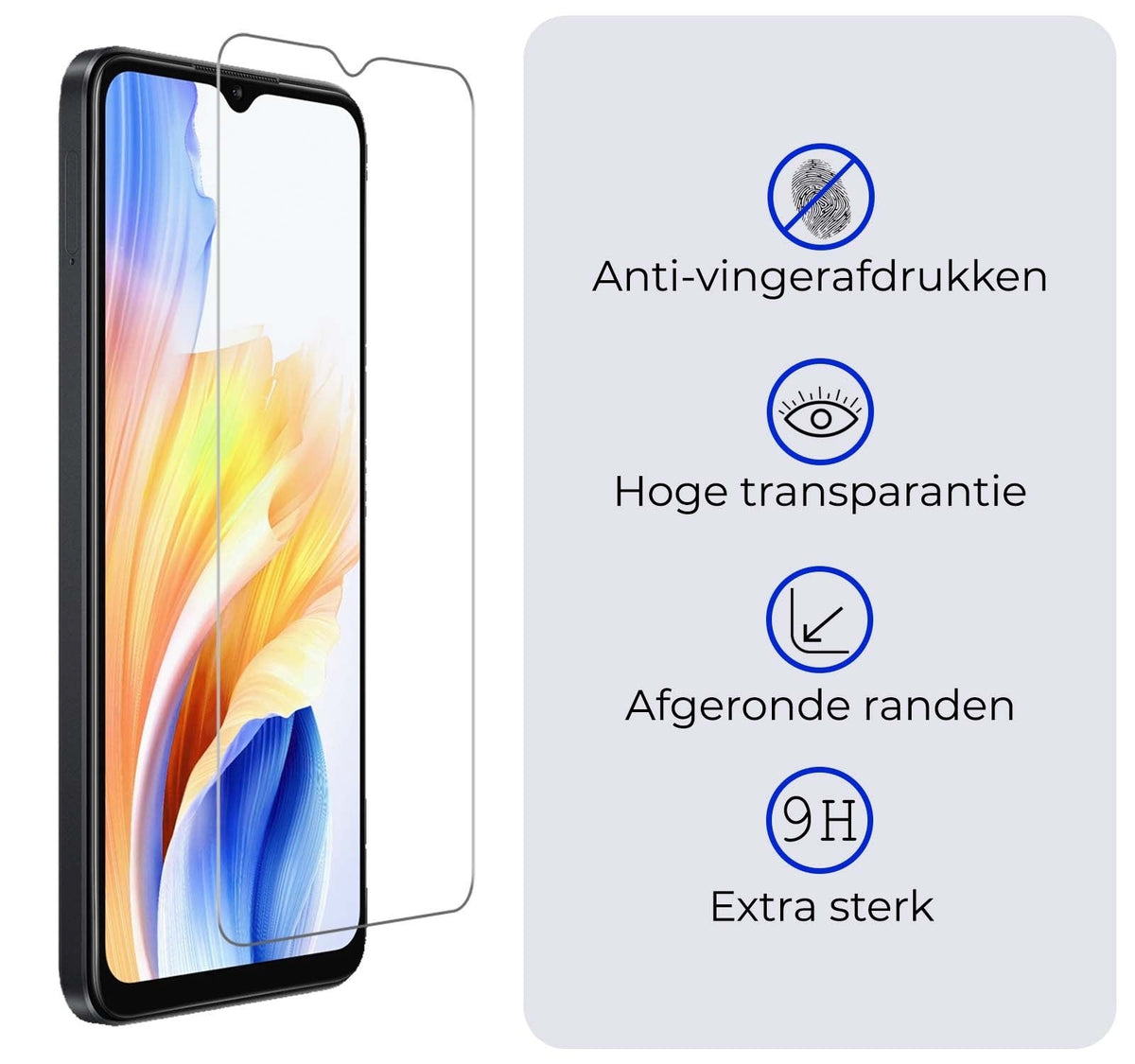 Gehard glazen screenprotector voor OPPO A18 met krasbescherming