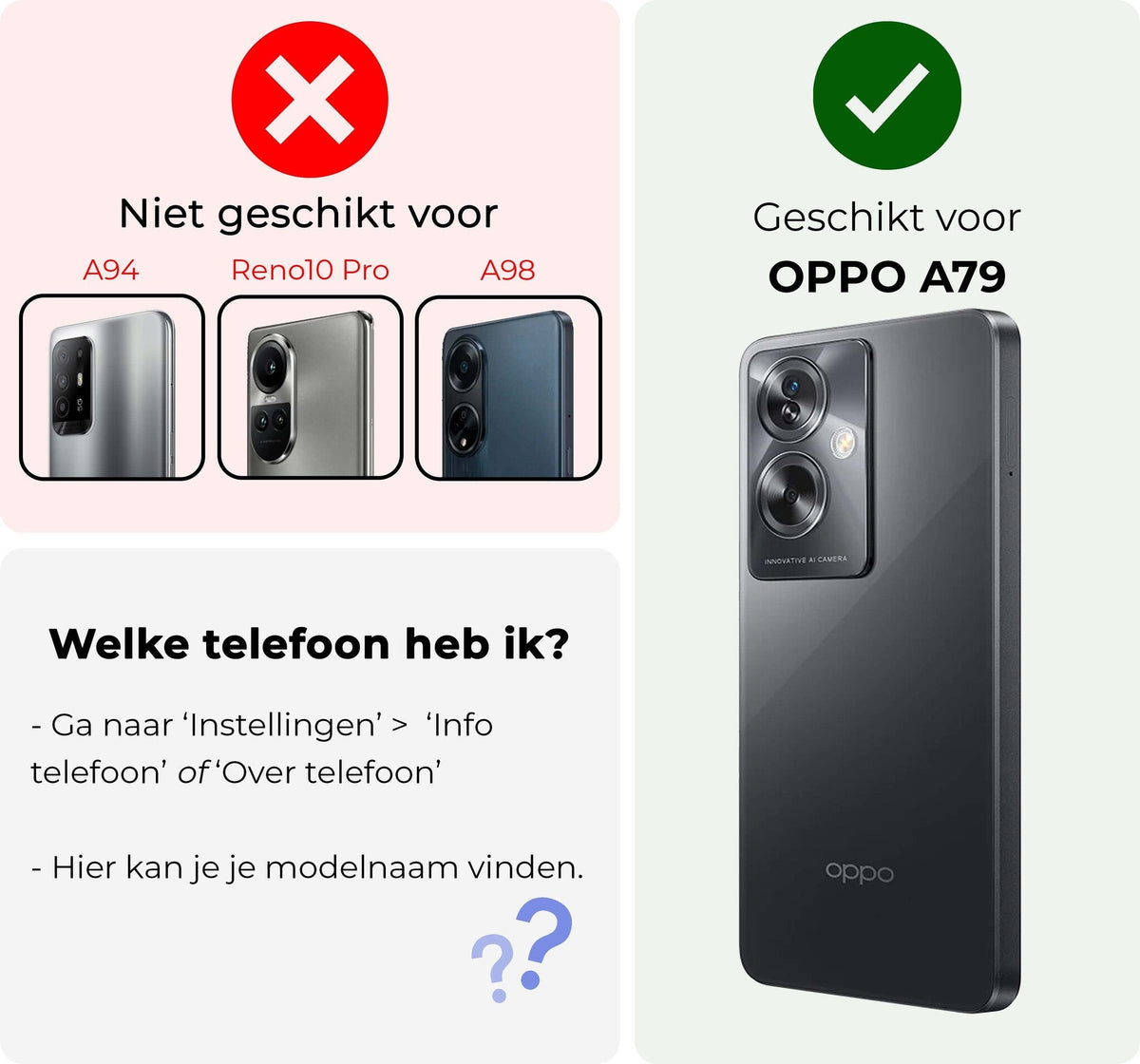 Full screen screenprotector van gehard glas voor OPPO A79