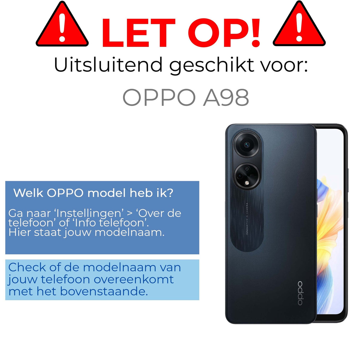 Privacy screenprotector van gehard glas voor OPPO A98