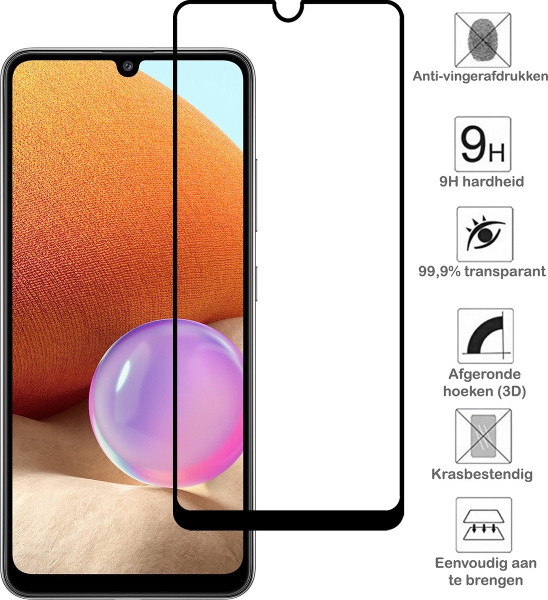 Full Screen Screenprotector Gehard Glas Geschikt Voor Samsung A32 5G