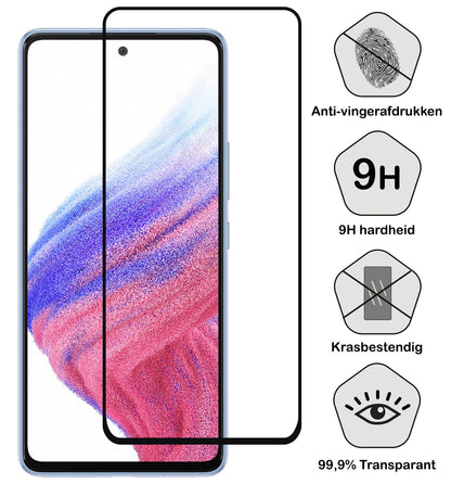 Gehard glazen screenprotector met zwarte randen geschikt voor Samsung Galaxy A53