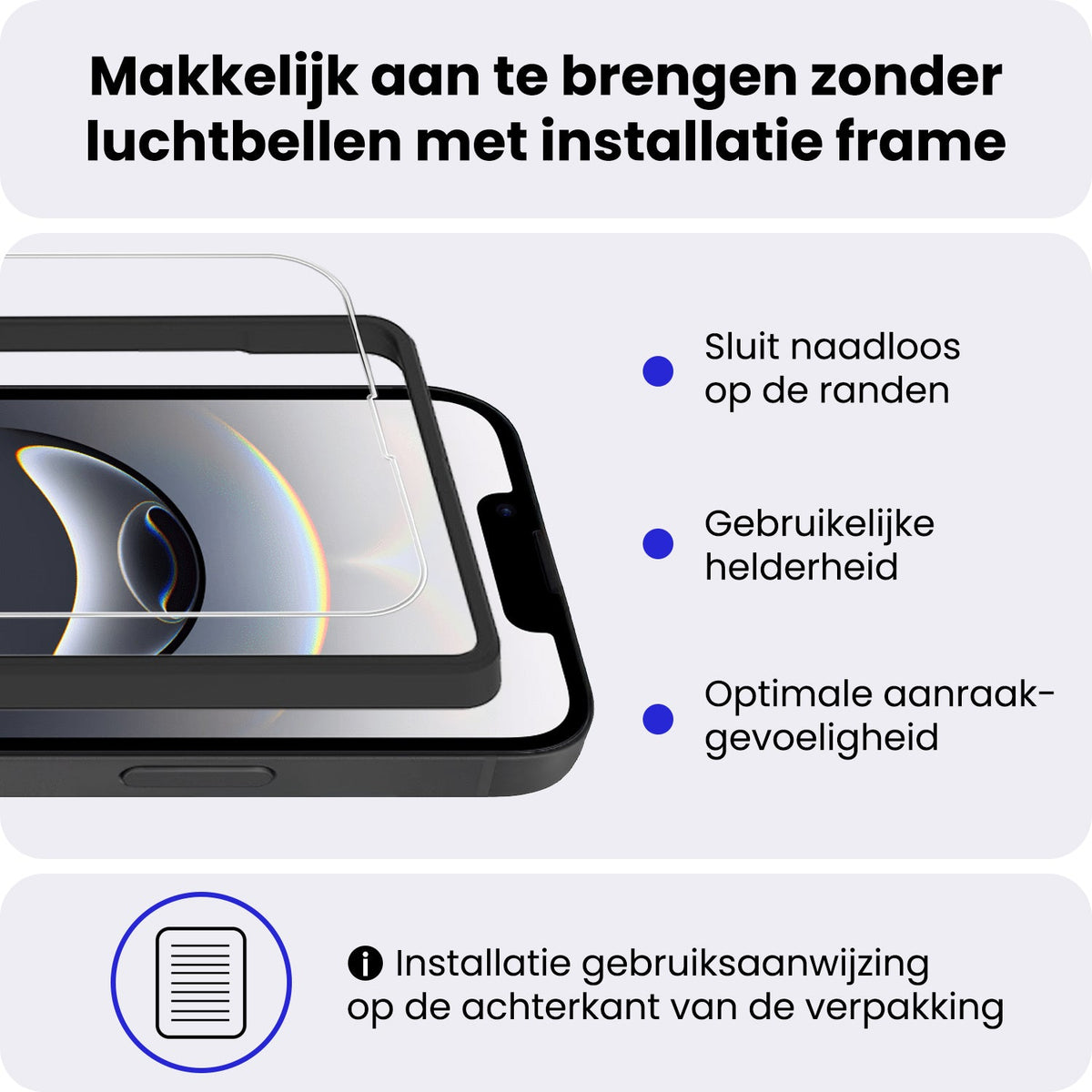 Gehard glazen screenprotector voor iPhone 16e met installatieframe