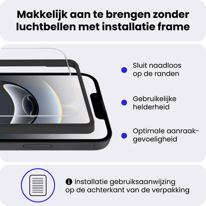 Gehard glazen screenprotector voor iPhone 16e met installatieframe