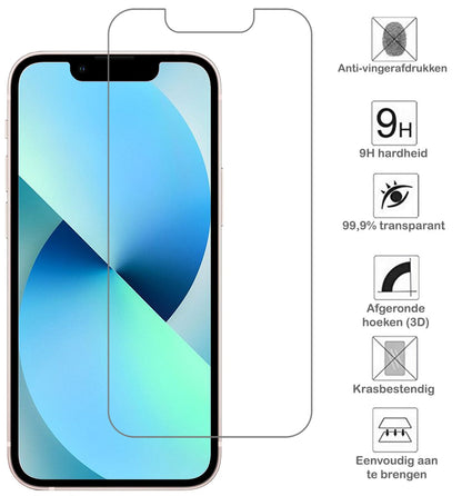 Glazen screenprotector voor iPhone 13 met antikraslaag