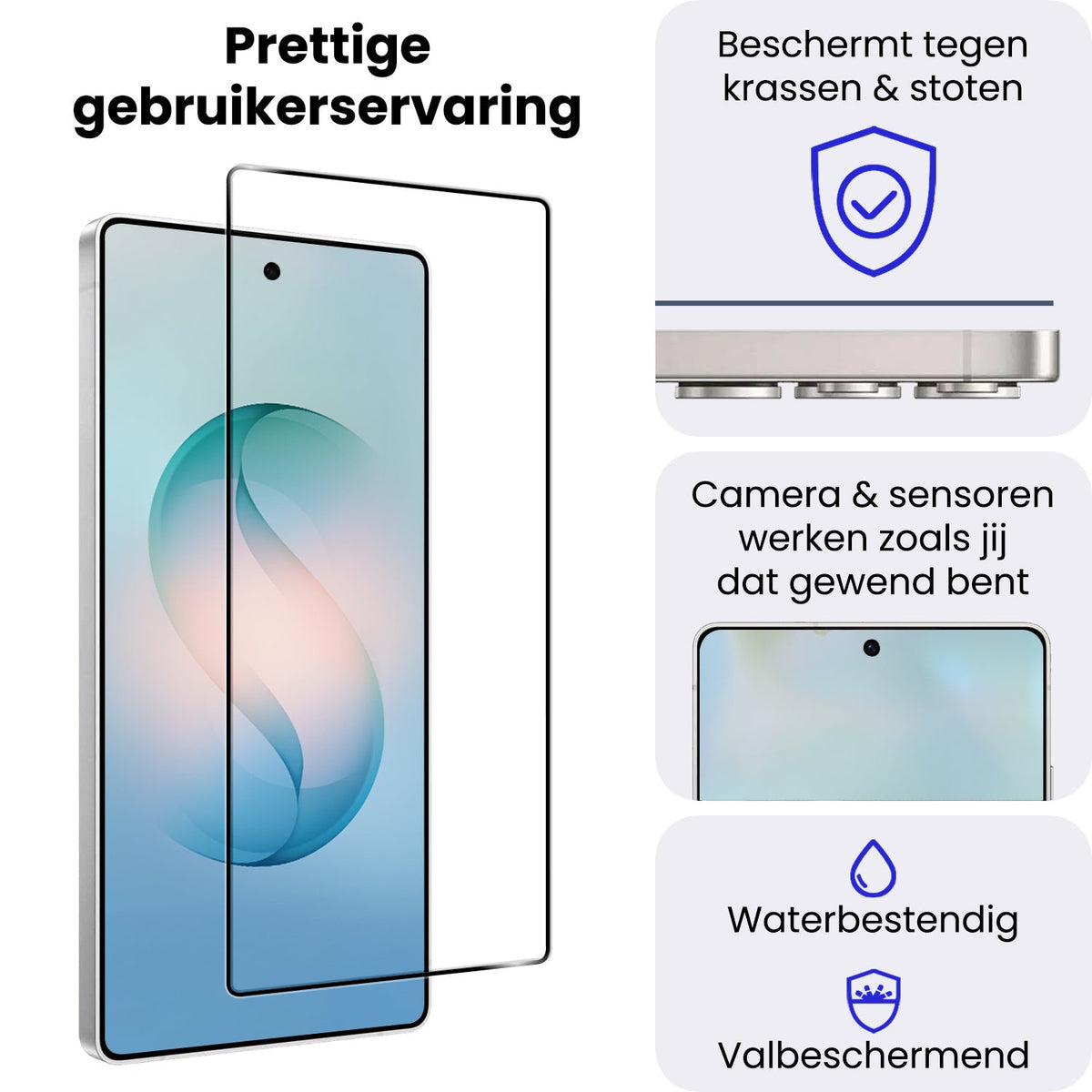 Screenprotector van gehard glas met zwarte randen