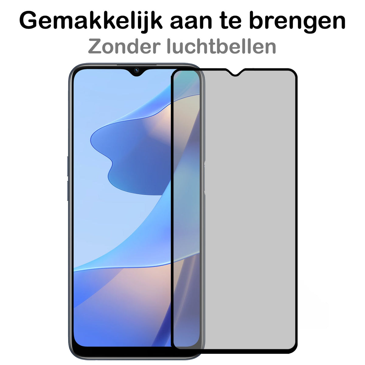 Privacy screenprotector van gehard glas voor OPPO A16