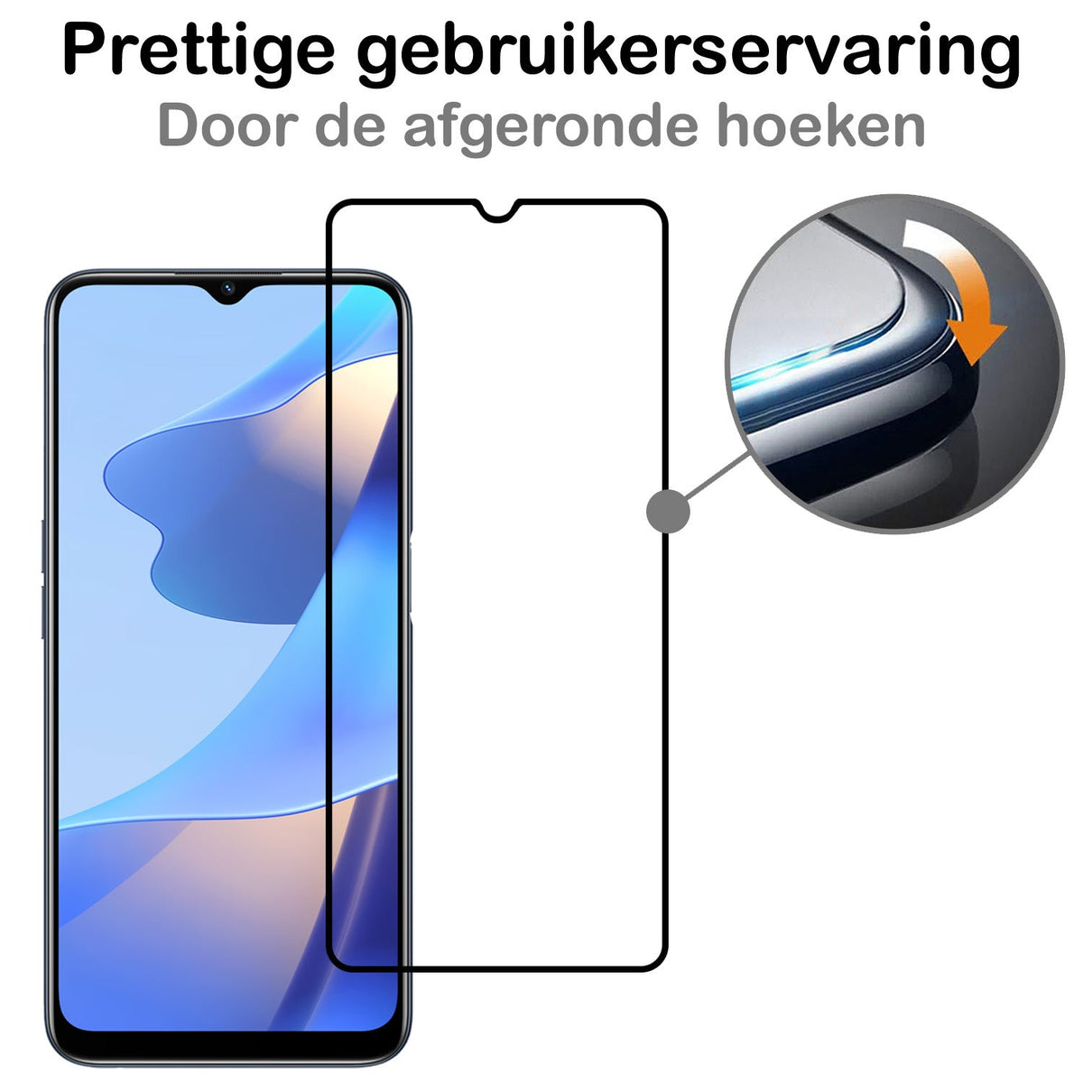 Full screen screenprotector van gehard glas voor OPPO A16