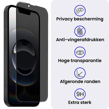 Glazen privacy screenprotector voor iPhone 16e met antikraslaag