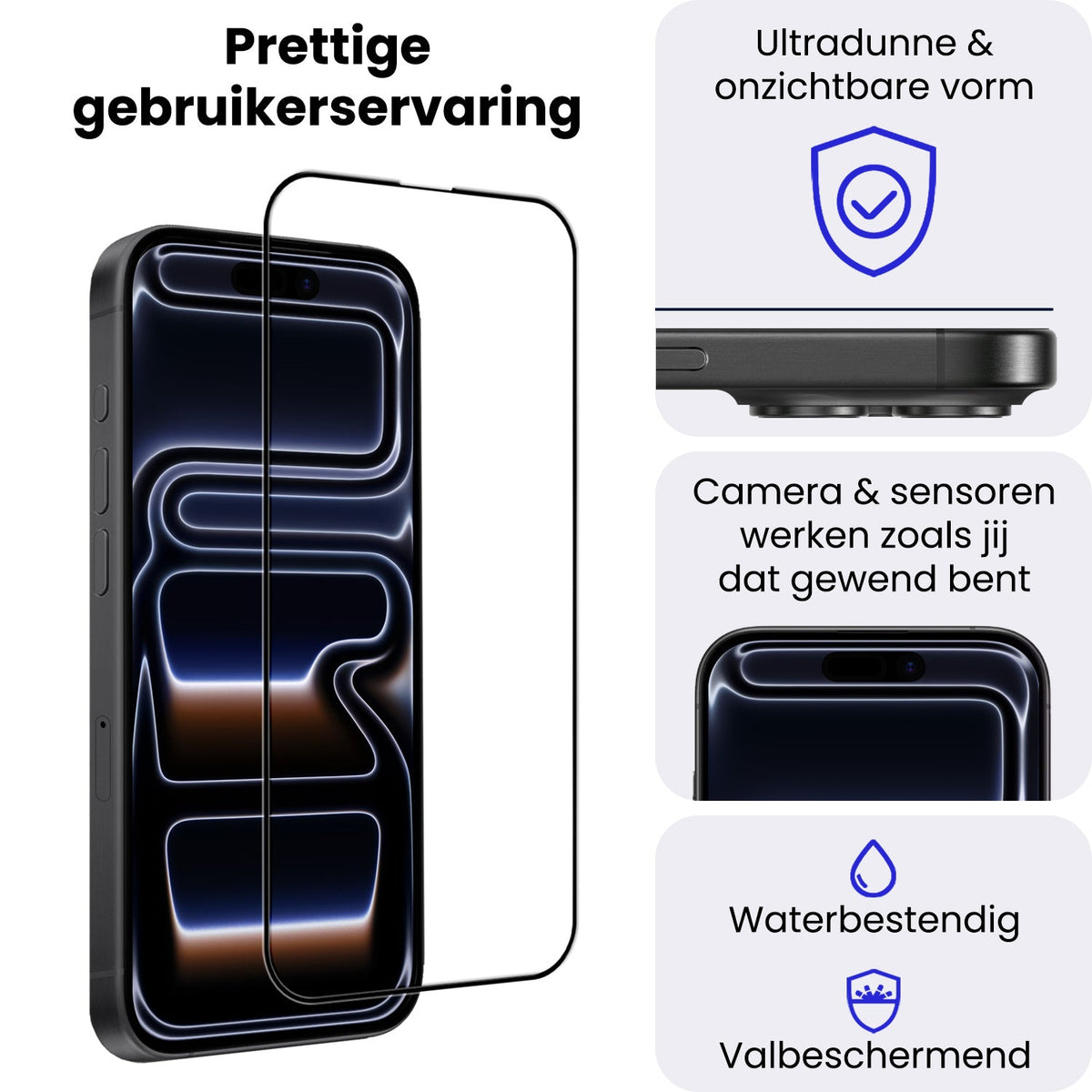 Flexibele glazen screenprotector voor iPhone 17 Pro met installatieframe
