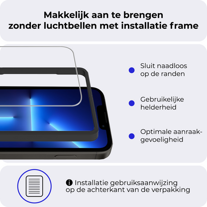 Screenprotector van gehard glas met handig installatieframe