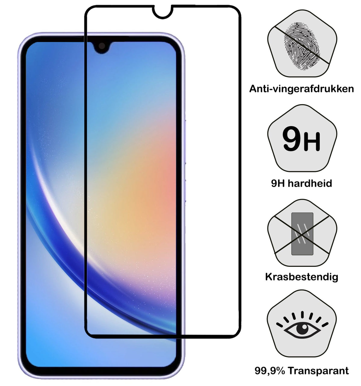 Full Screen Screenprotector van Gehard Glas voor Samsung A34
