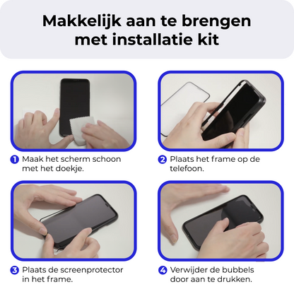 Screenprotector van gehard glas met handig installatieframe