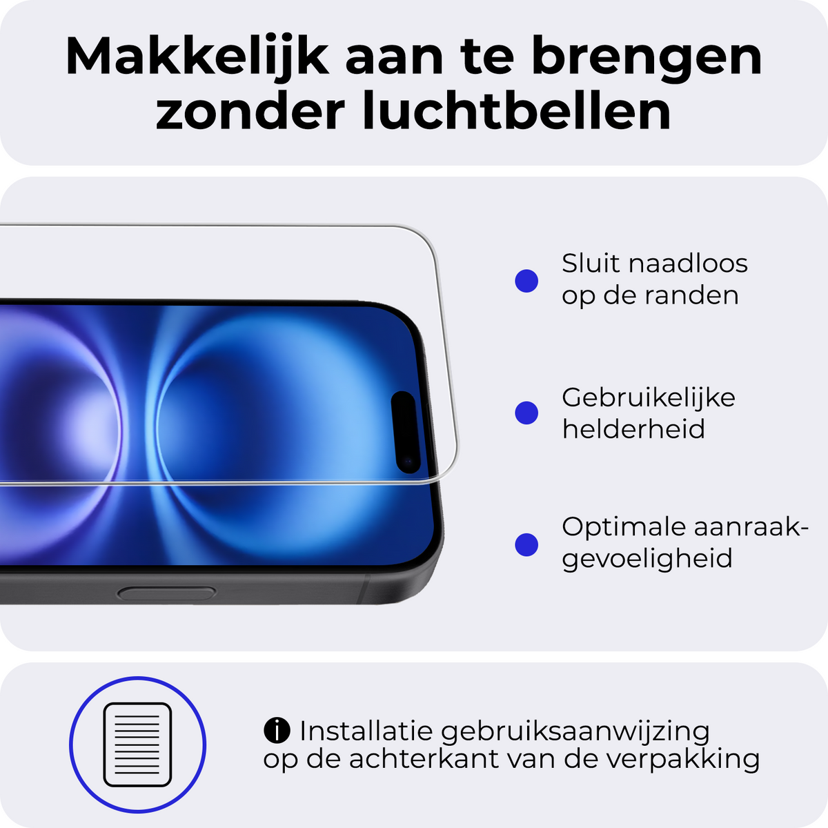 iPhone 16 Screenprotector van gehard glas met volledige dekking