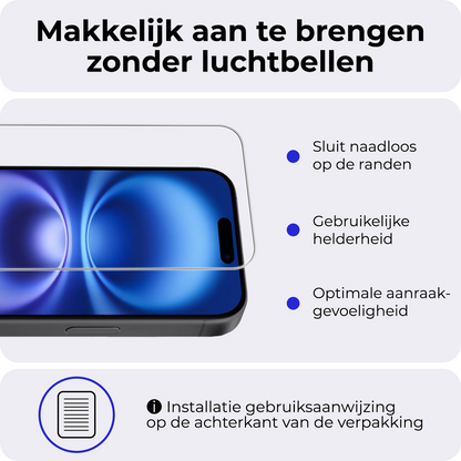 iPhone 16 Screenprotector van gehard glas met volledige dekking