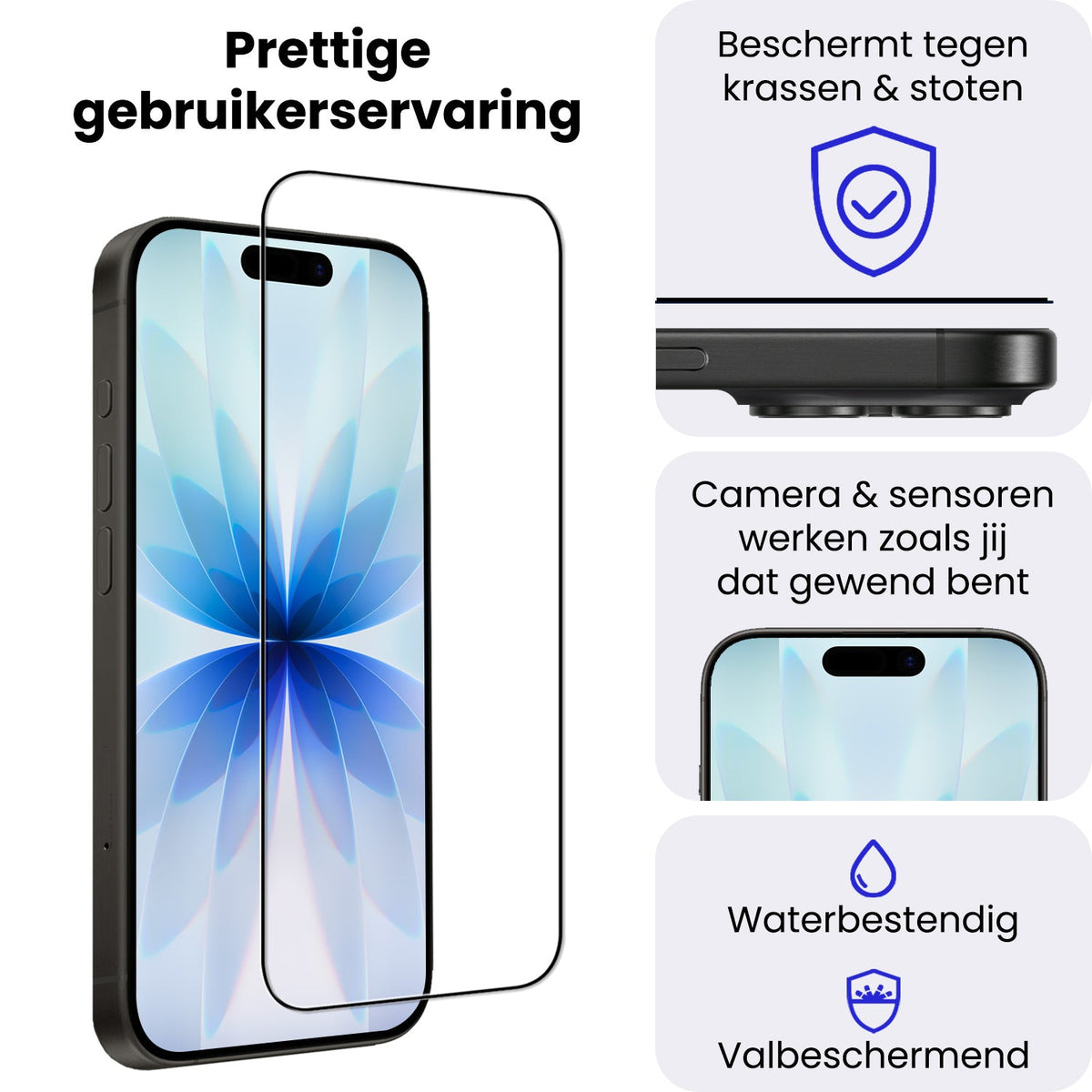 Gehard glazen screenprotector voor iPhone 17 met installatieframe