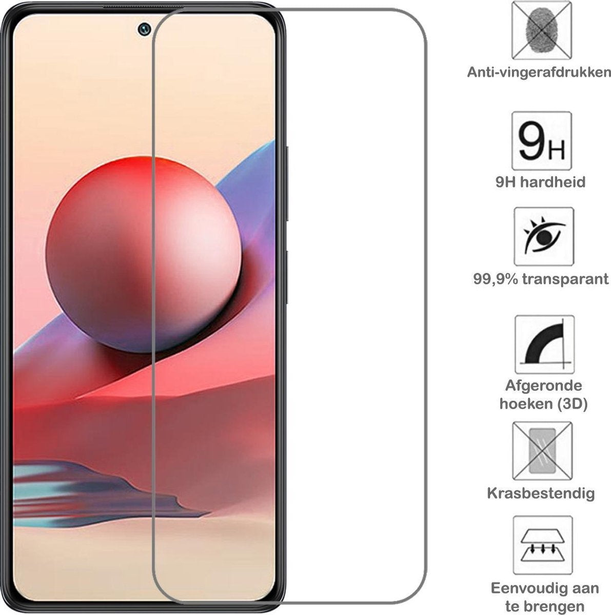 Gehard glazen screenprotector voor Redmi Note 10S