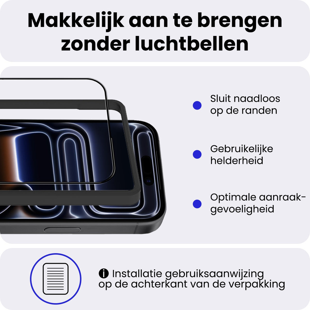 Gehard glazen screenprotector voor iPhone 17 Pro met installatieframe