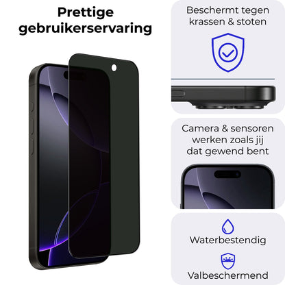 Glazen privacy screenprotector voor iPhone 16 Pro