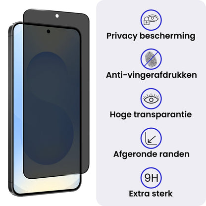 Gehard glazen privacy screenprotector voor Samsung Galaxy S25