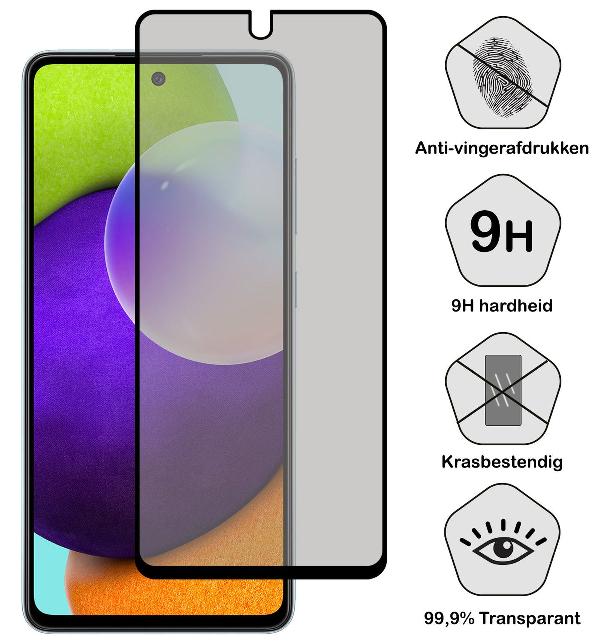 Gehard glazen screenprotector met privacy filter geschikt voor Samsung A52